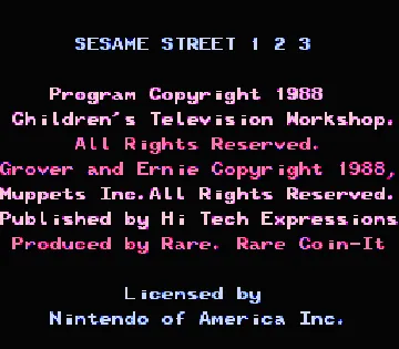 Sesame Street - 123 (USA) screen shot title